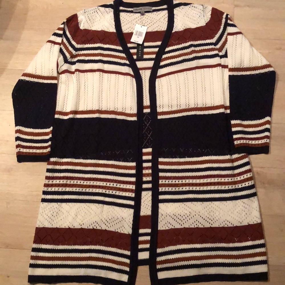 Navy Combo 2X Long Cardigan